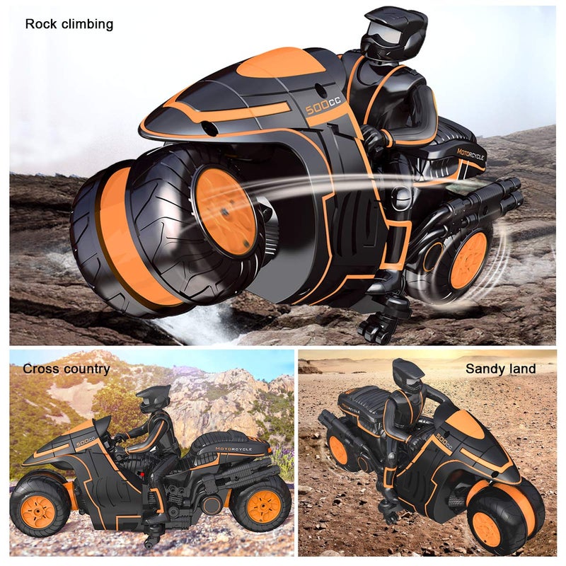 Karoter Remote Control Motorcycles, 360Â° Spinning Action Rotating Drift Stunt Motorbike 2WD High Speed Rc Motorbikes 2.4Ghz Radio Control Motorcyle with Riding Figure Toys for Kids Boys - Image 4